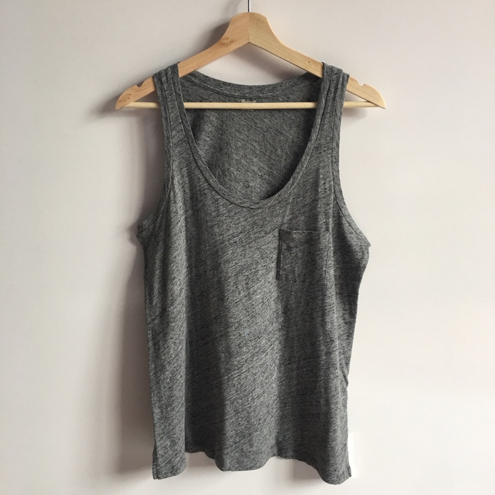 Madewell Slub Knit Scoop Neck Gray Tank Top